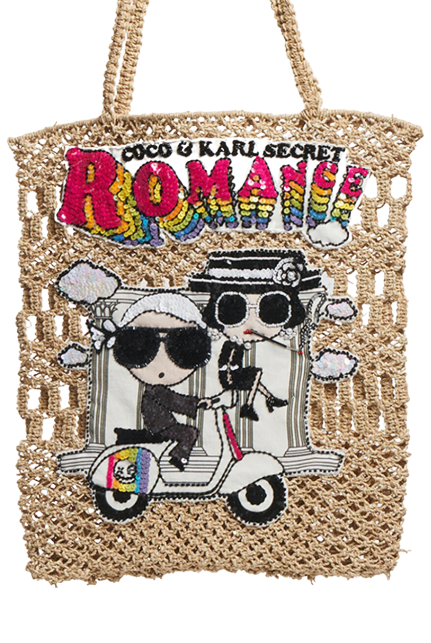 COCO & KARL'S SECRET ROMANCE Raffia Market Bag
