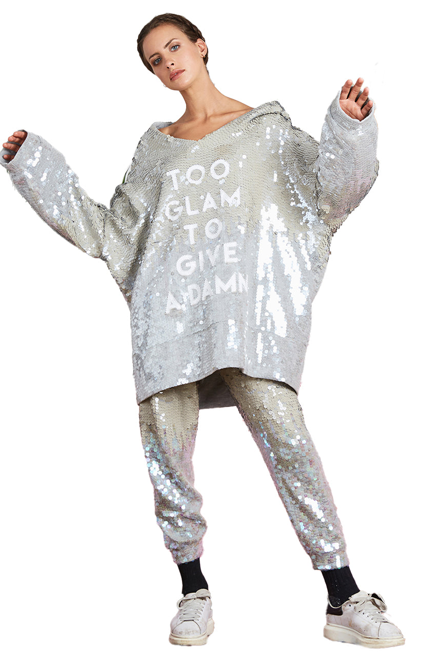 Too Glam To Give a Damn Sequin Maxi Hoodie Dress-Pre Order - House