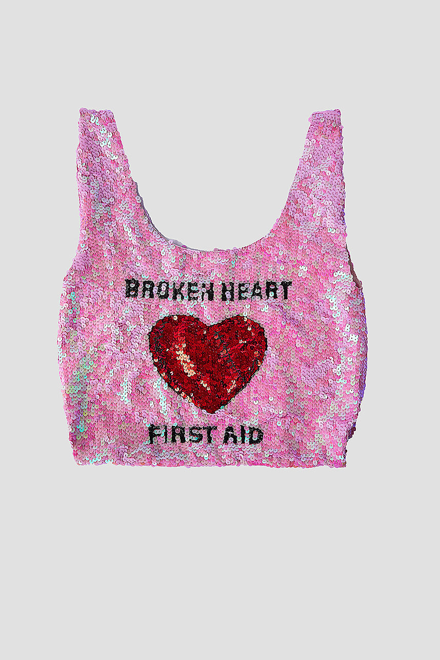 Broken Heart First Aid Sequin Supermarket Bag - Pre Order