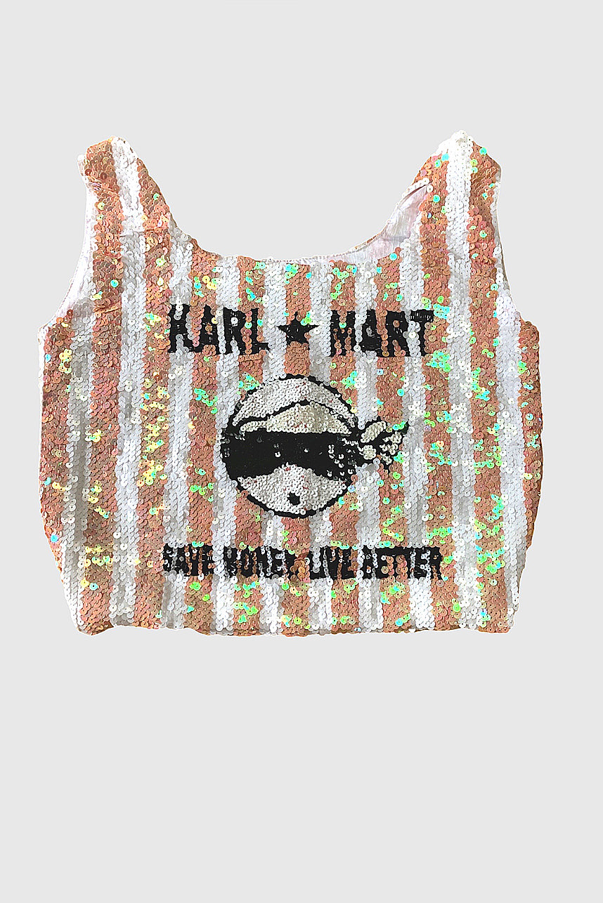 Karl Mart Save Money Live Better Sequin Supermarket Bag - Pre Order
