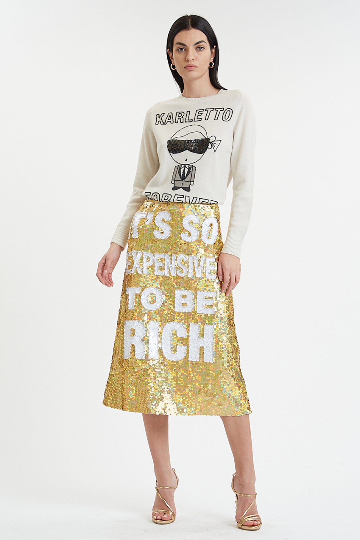 It's So Expensive To Be Rich Sequin A-line Skirt-Pre Order