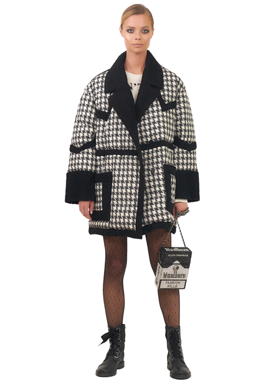 I Don't Give a Chic Vienna Houndstooth Maxi Coat