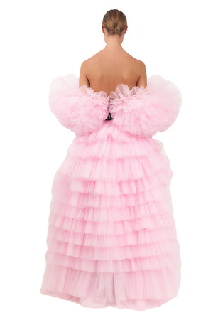 Anakara Hi-Lo Tulle Dress in Soft Pink-Pre Order
