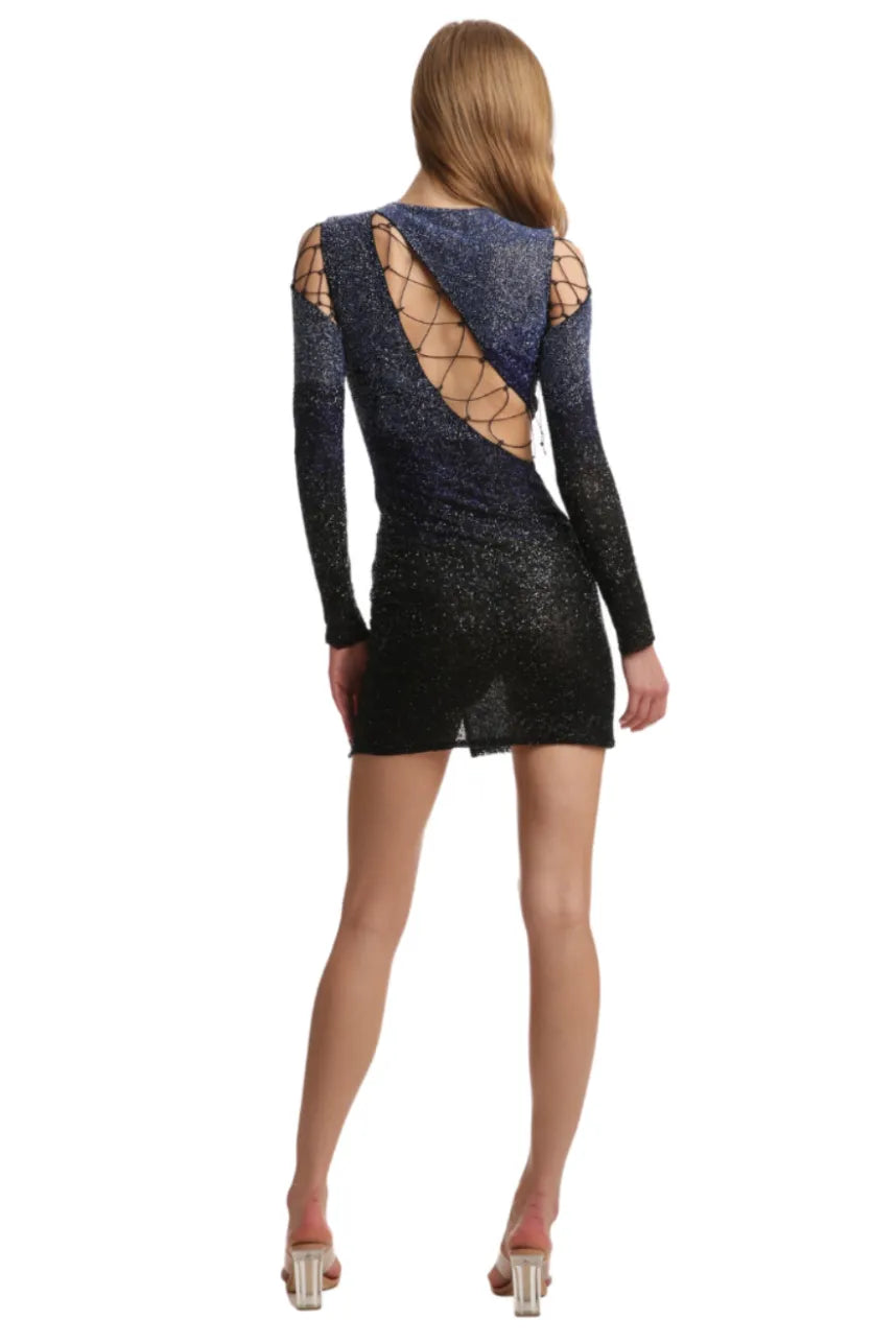 Gradation Blue Net Short Dress