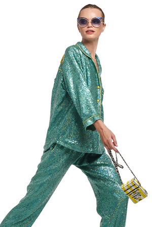 Green Sequin Pajama Pants