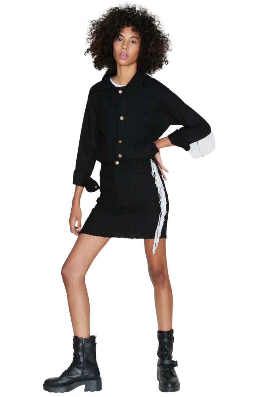 Coco Forever Fringe Cropped Cotton Twill Jacket