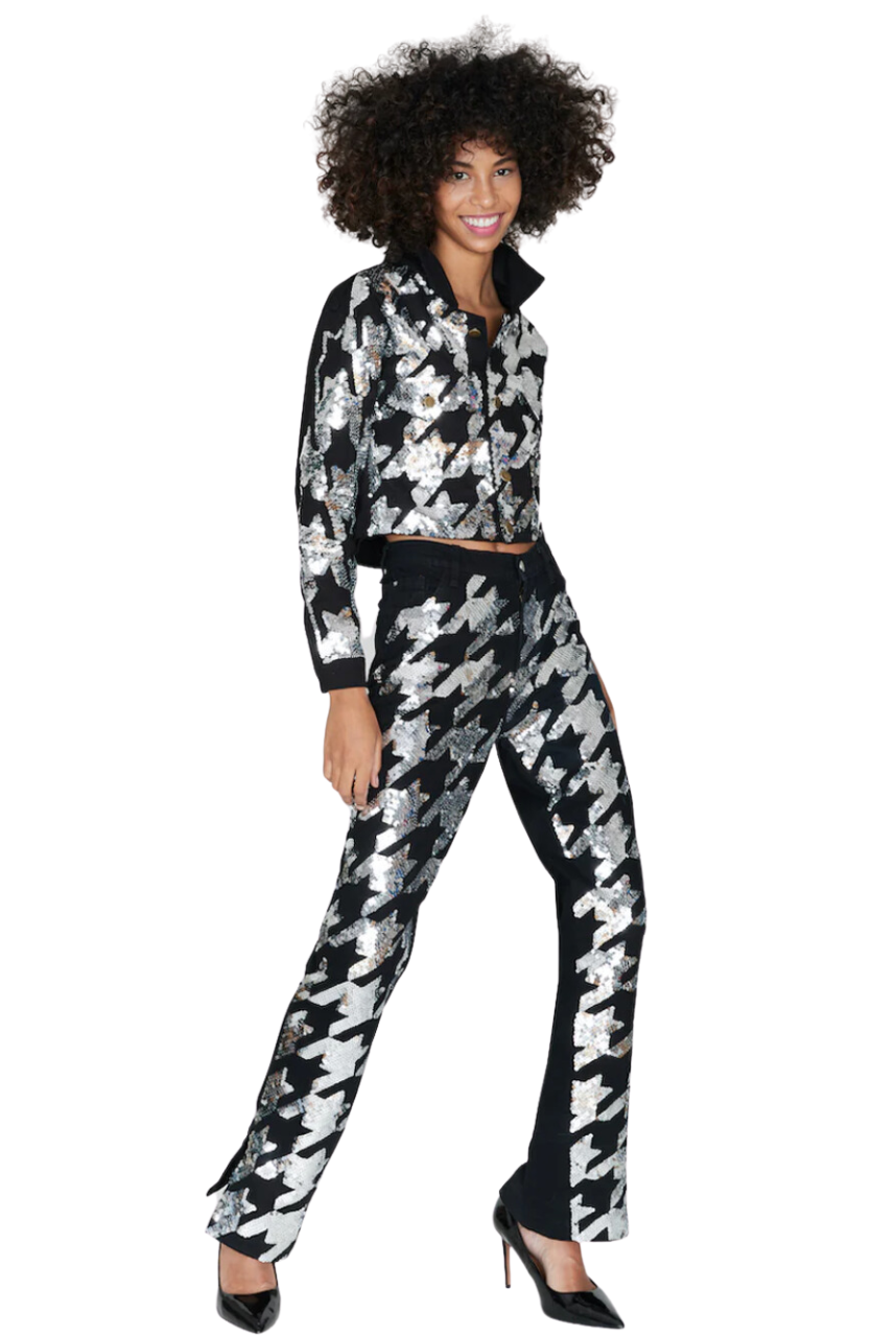 Houndstooth Sequin Twill Pants - Pre Order