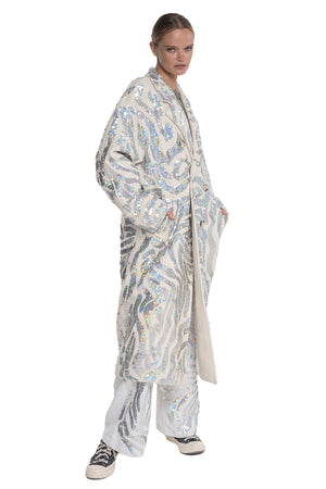 Zebra Sequin White Coat