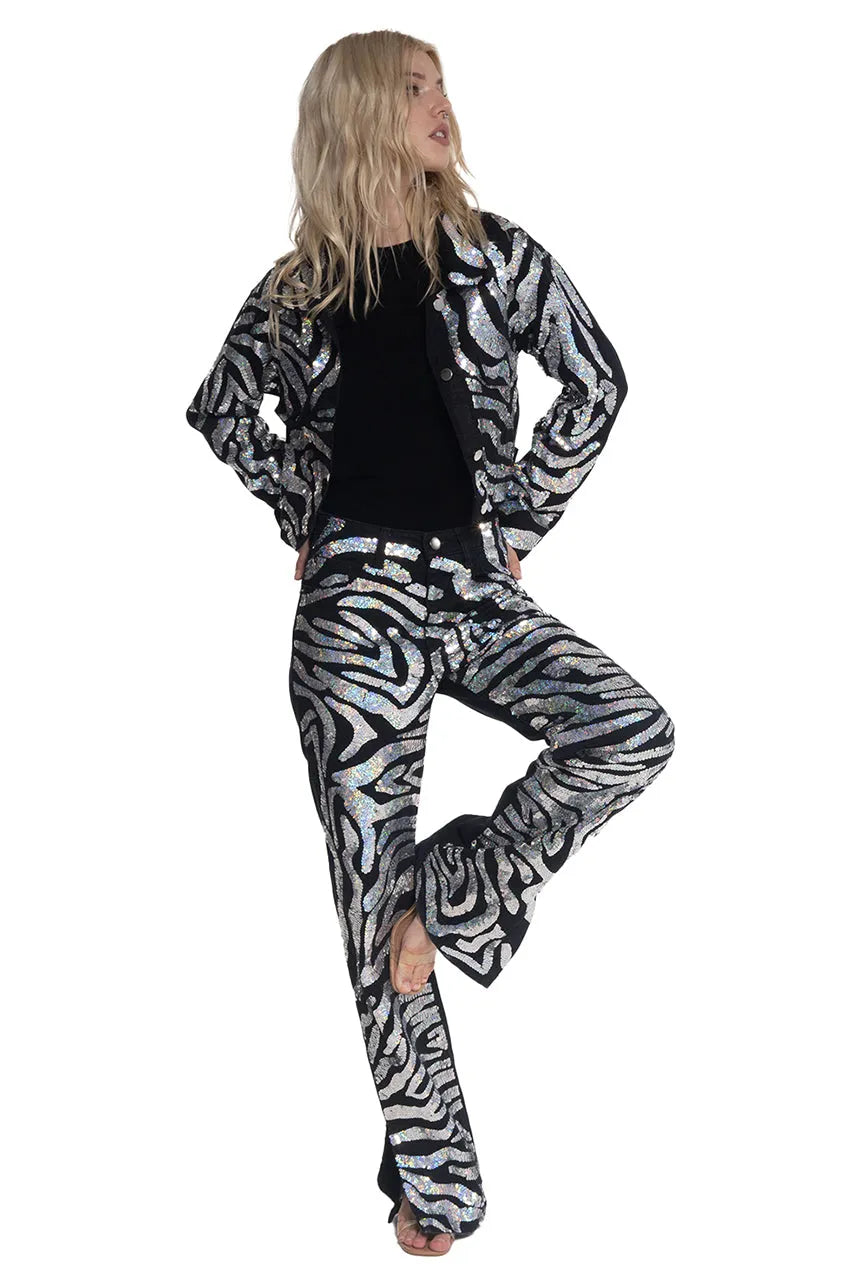 Party Animal Zebra Denim Jacket