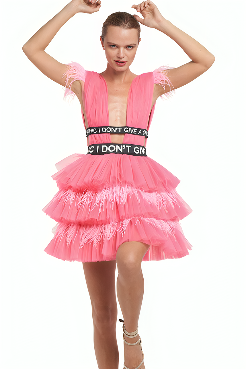 Pink flou Tulle Mini Dress- Pre Order