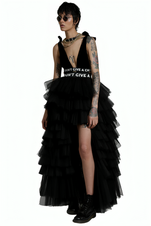 Velvet Top Hi-Lo Tulle Dress in Black - Pre Order