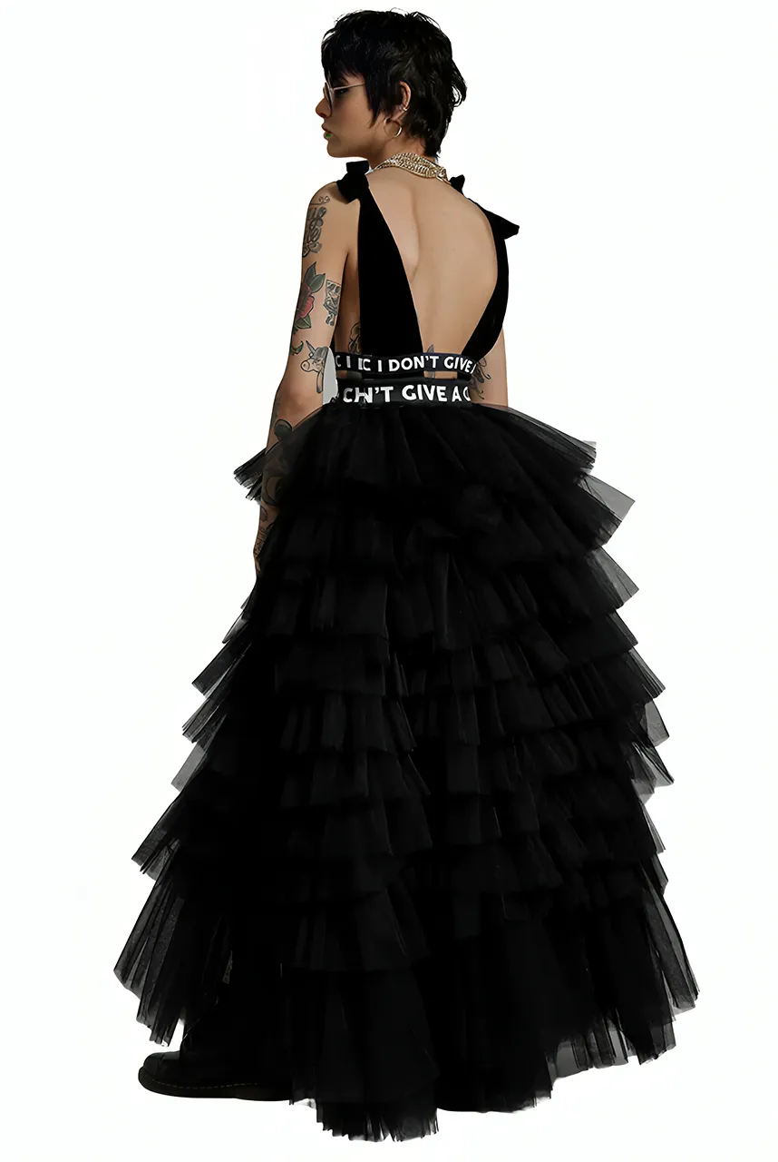 Black Velvet Top Hilo Tulle Dress