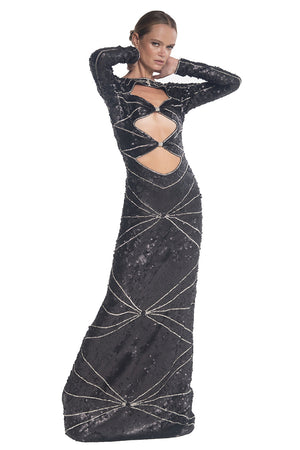 Bow Tie Sequin Long Gala Dress - Pre order