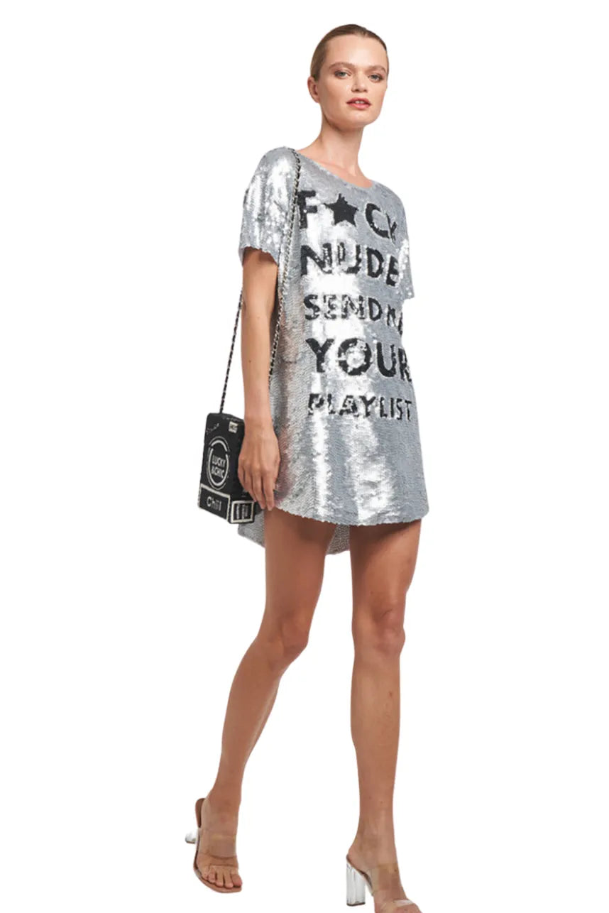 Send Me Your Playlist Sequin Maxi Tee Dress