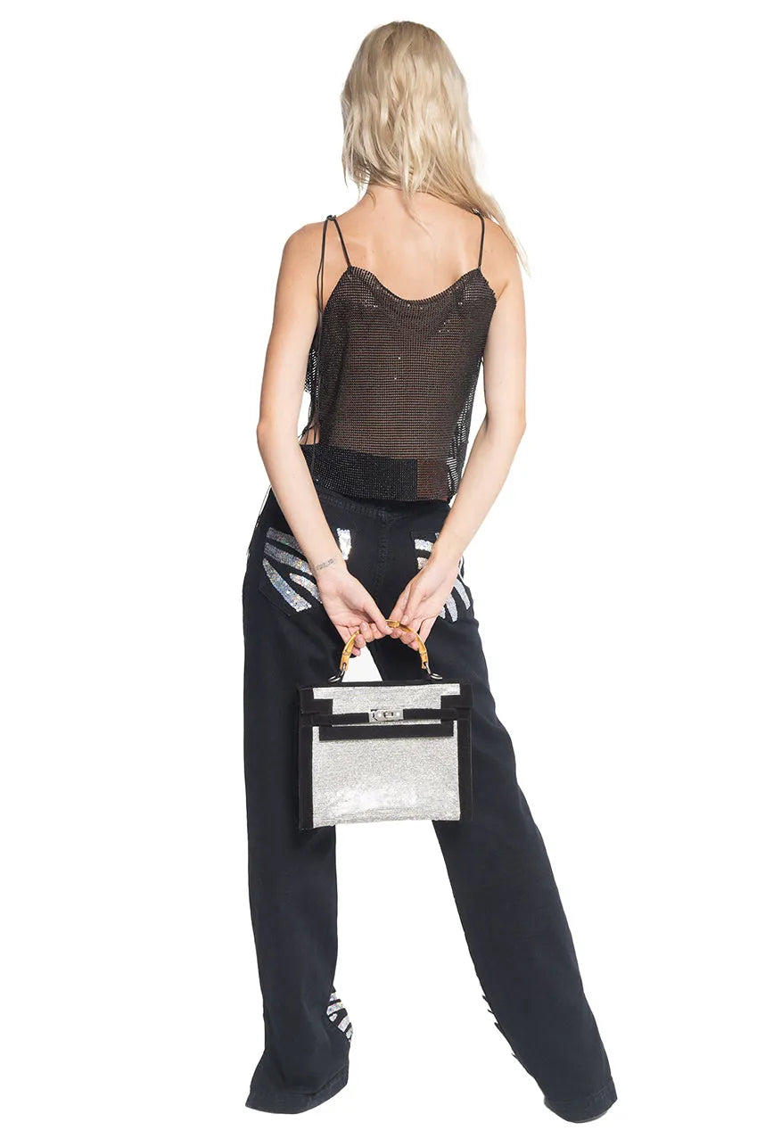 Don'T Tell My Mom Black Metal Crop Top