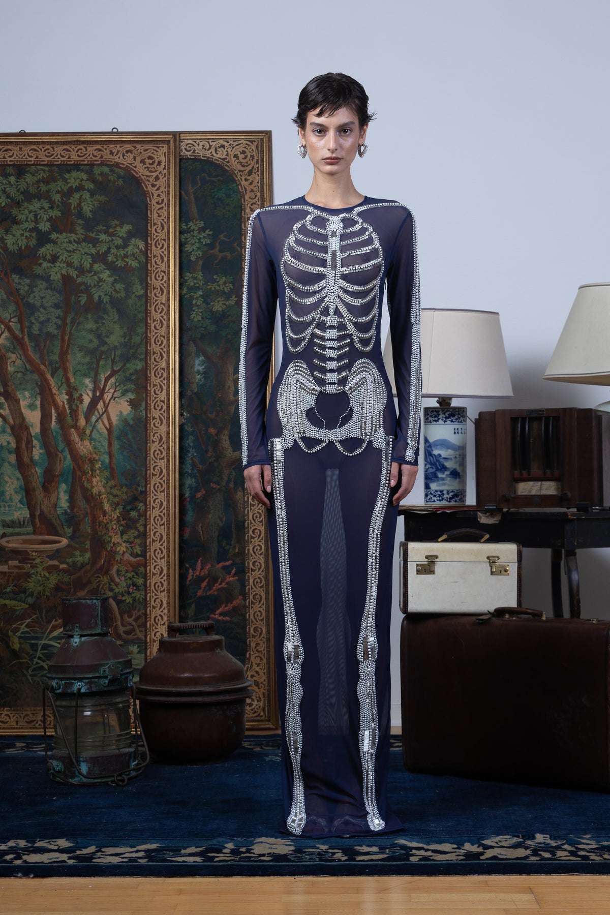 Full Sleeve Skeleton BLACK Net Dress