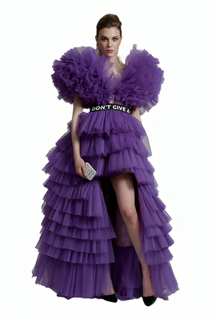 Anakara Hi-Lo Tulle Dress in Violet-Pre Order