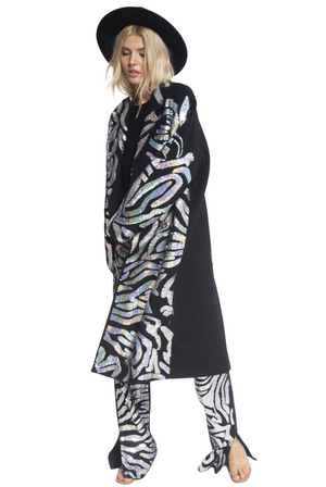 Zebra Sequin Black Coat Pre Order