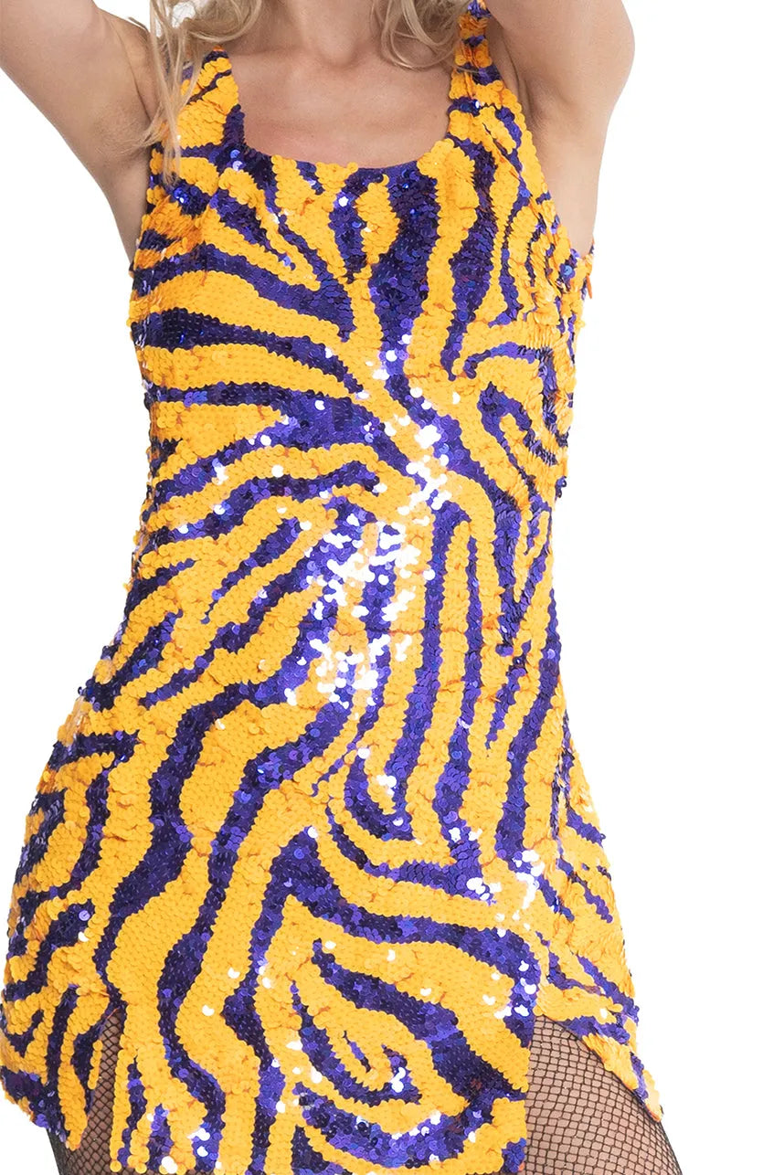 Tiger Sequin Mini Singlet Dress