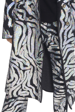 Zebra Sequin Black Coat Pre Order