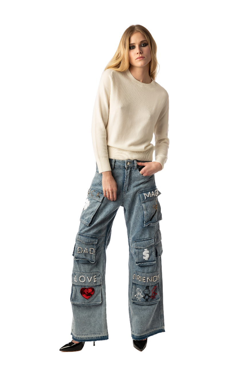 All You Need Blue Denim Cargo Pants