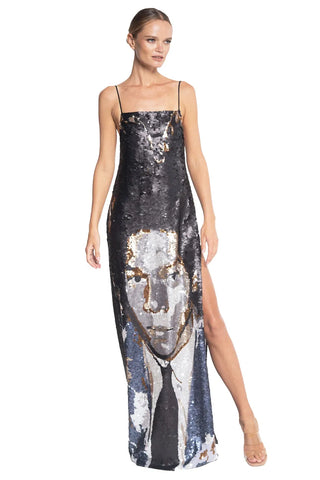 Basquiat Sequin Long Singlet Dress - XS / Black