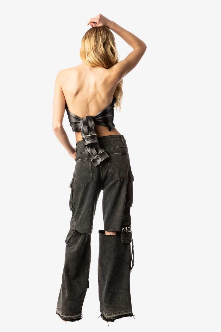 All You Need Black Denim Cargo Pants