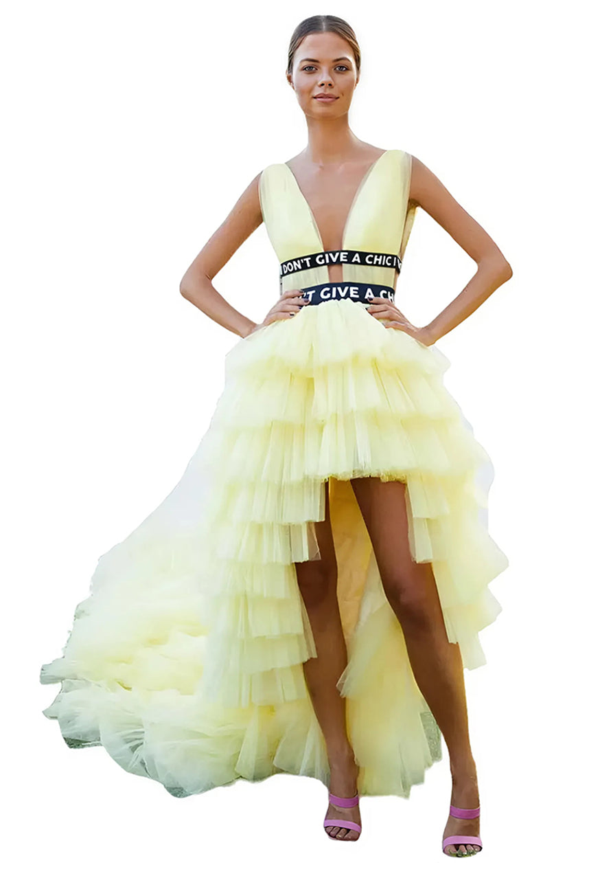 Canary Yellow Hi-Low Tulle Dress