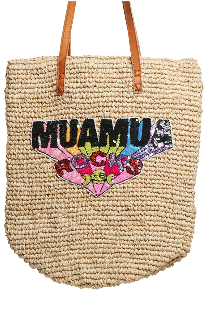 Muamua Rocks Raffia Market Bag