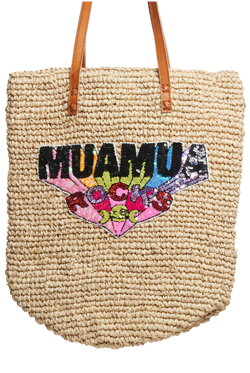 MUAMUA ROCKS Raffia Market Bag