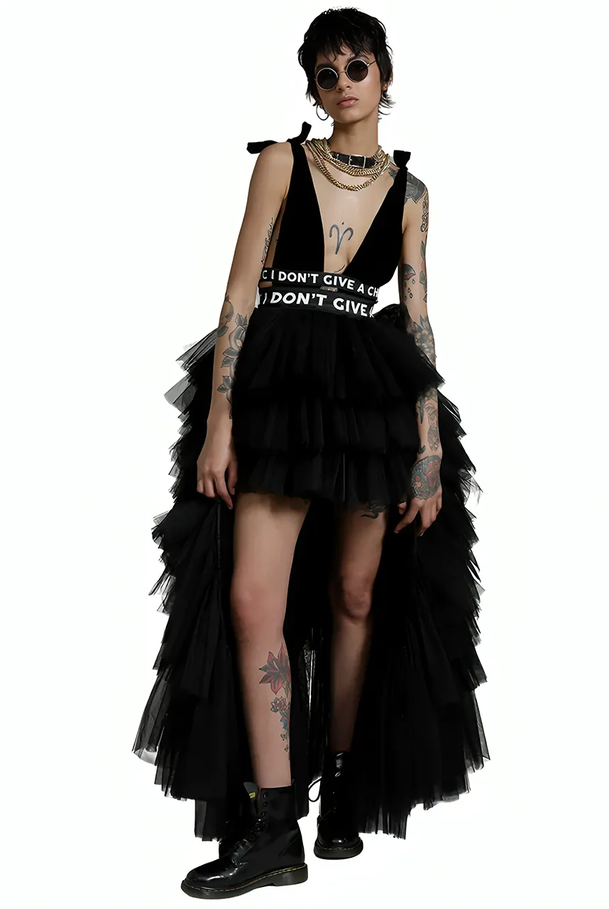 Black Velvet Top Hilo Tulle Dress