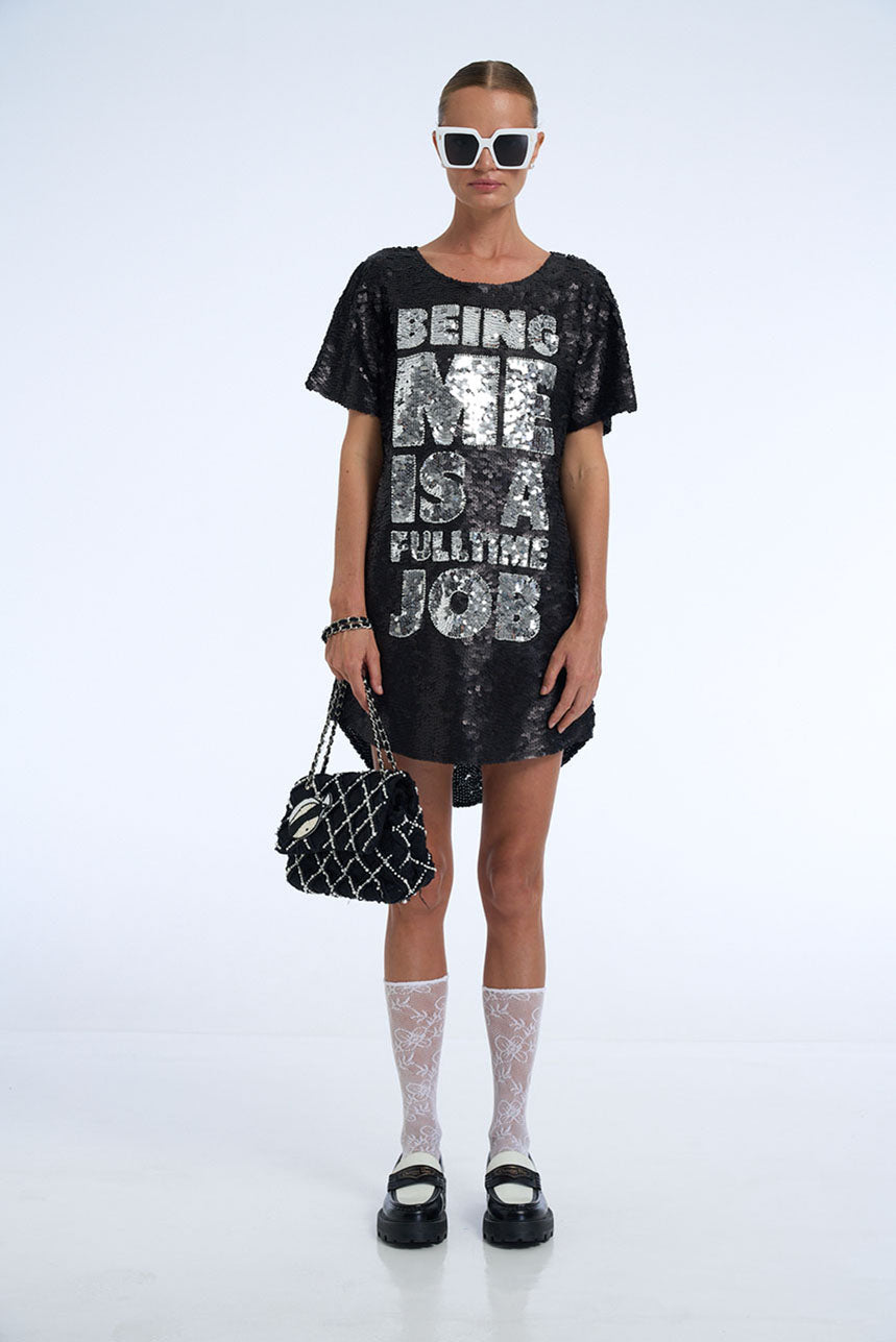 Being Me Is A Full Time Job Sequin Maxi Tee Dress