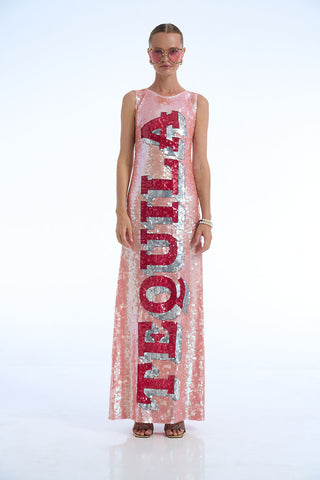 Pink Tequila Sequin Long Dress - XS