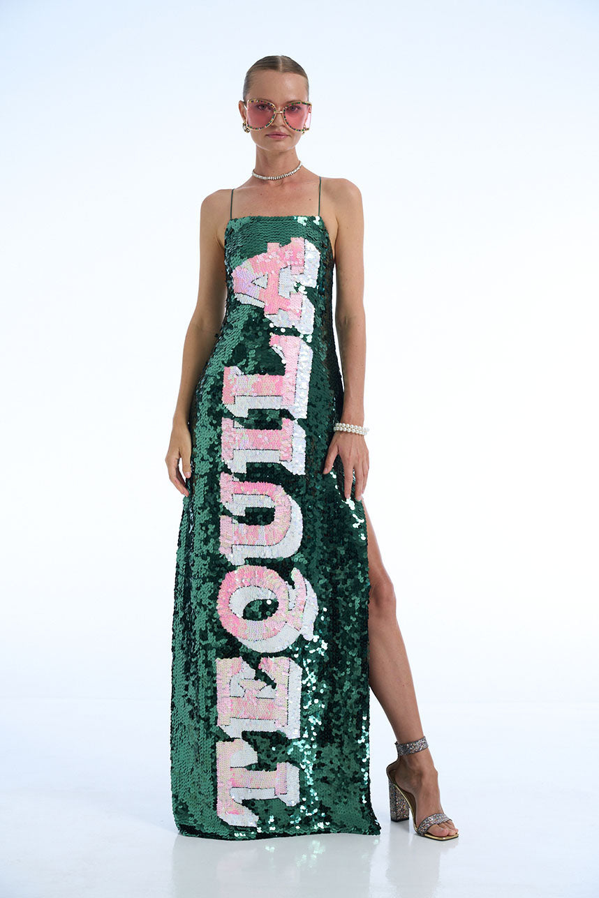 Green Tequila Sequin Singlet Dress