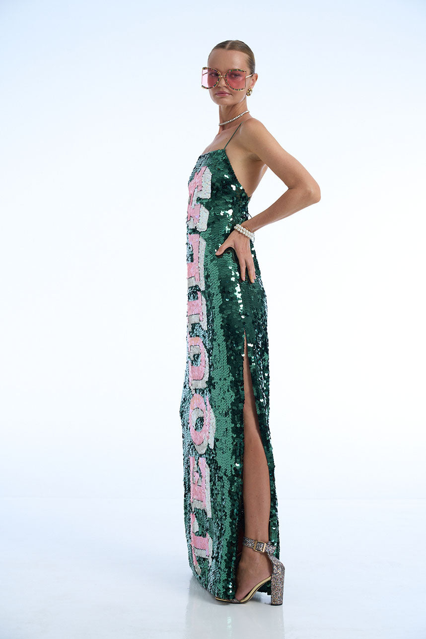 Green Tequila Sequin Singlet Dress