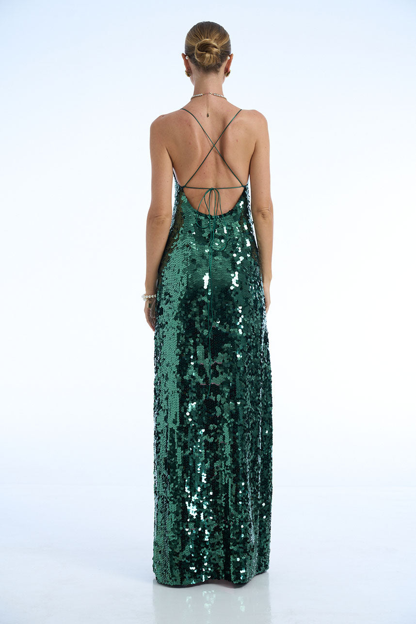 Green Tequila Sequin Singlet Dress