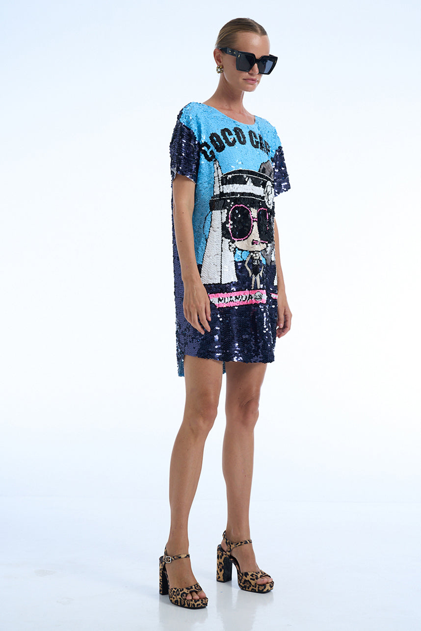 COCO CAPRI SEQUIN MAXI TEE DRESS XS / INDIGO COCO CAPRI SEQUIN MAXI TEE DRESS XS / INDIGO