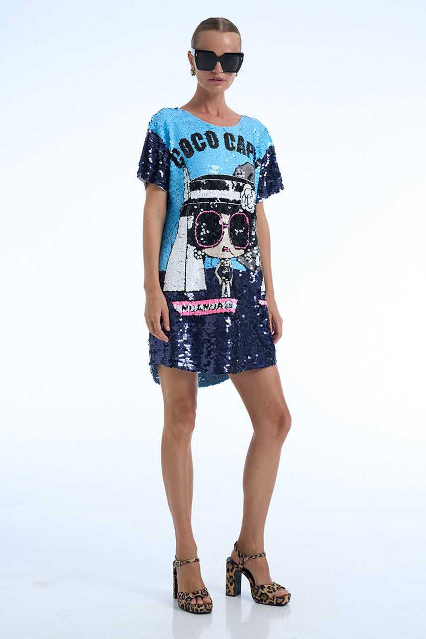 COCO CAPRI SEQUIN MAXI TEE DRESS