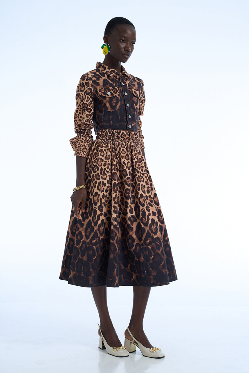 COTTON TWILL LEOPARD JACKET