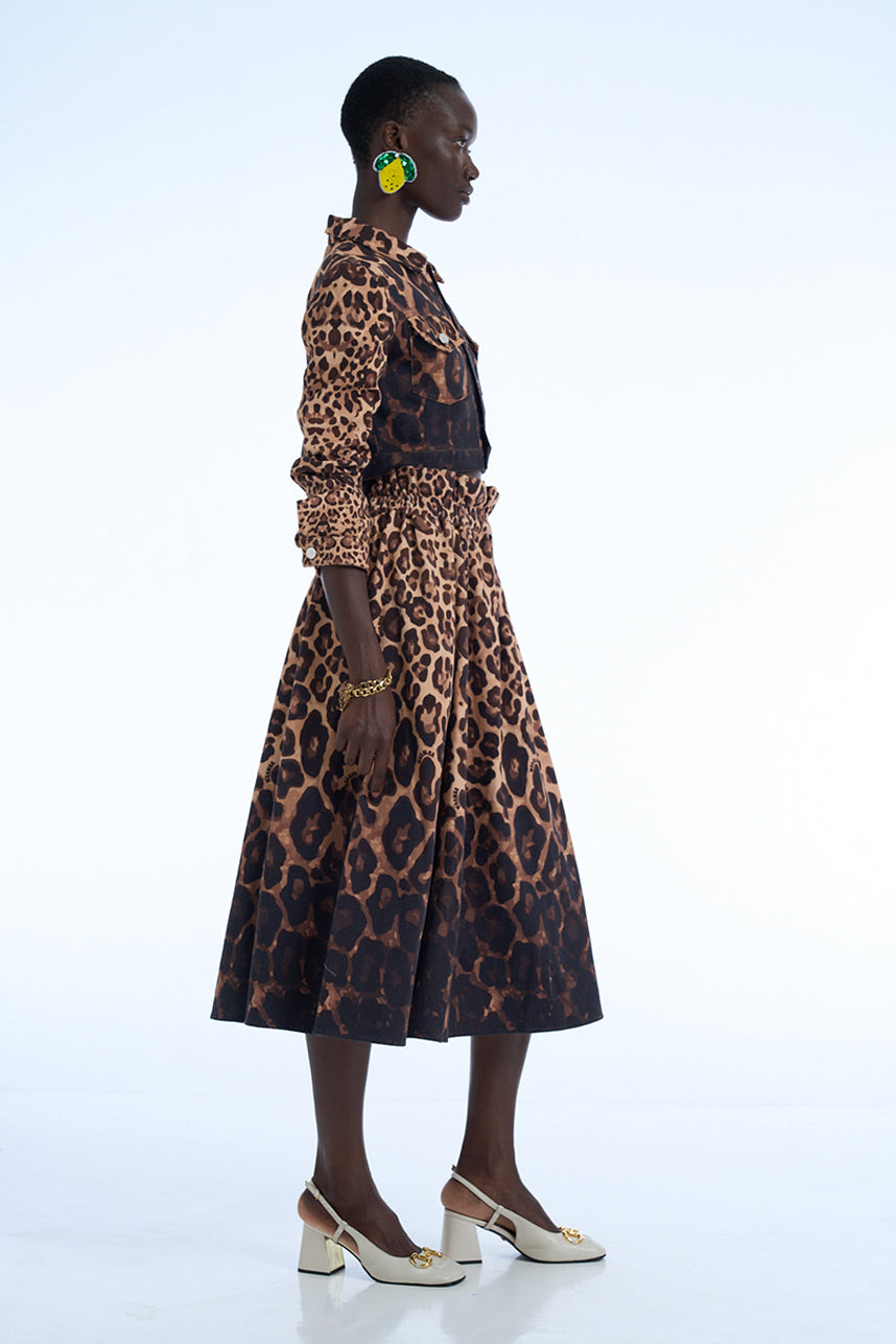 COTTON TWILL LEOPARD JACKET