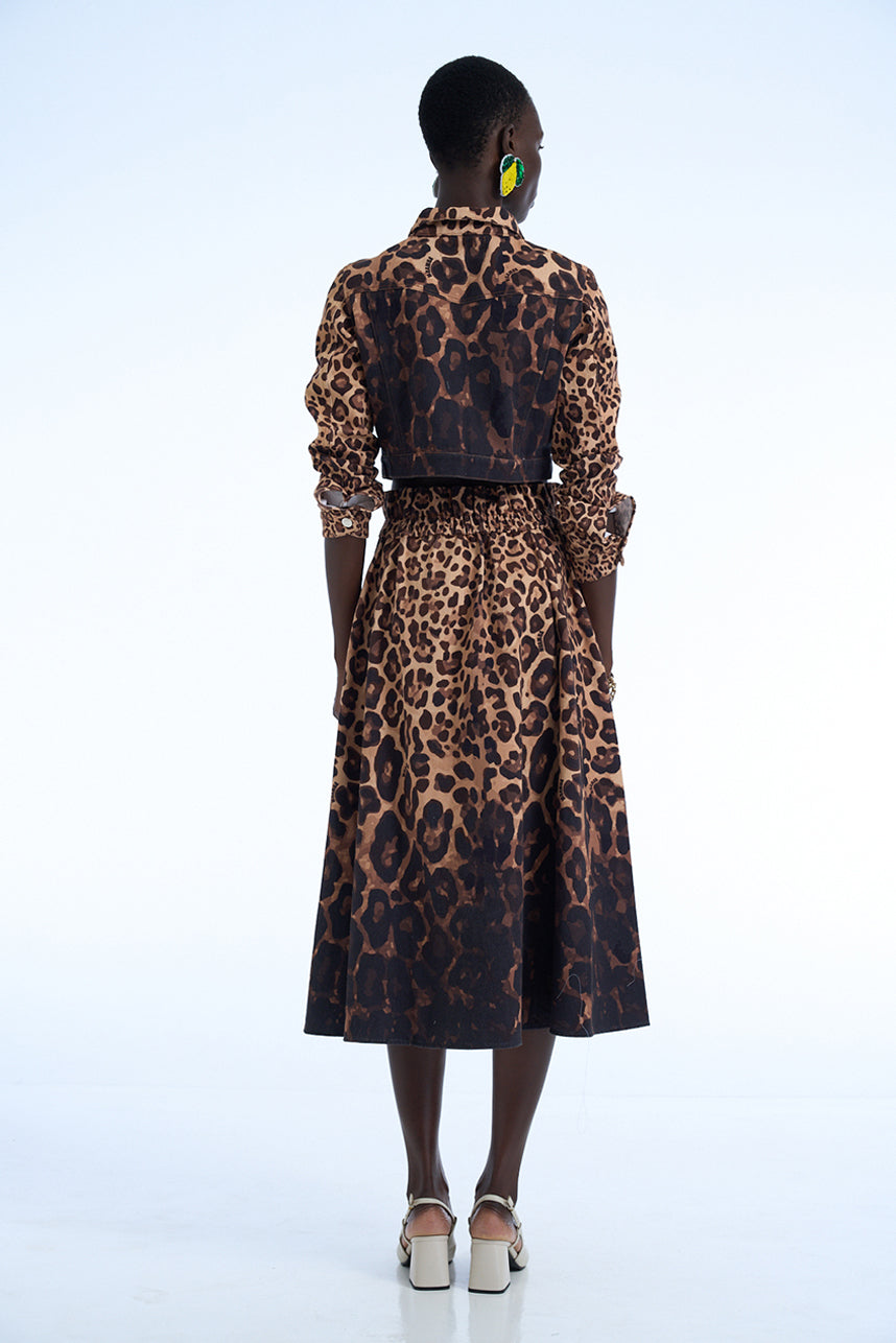 COTTON TWILL LEOPARD JACKET