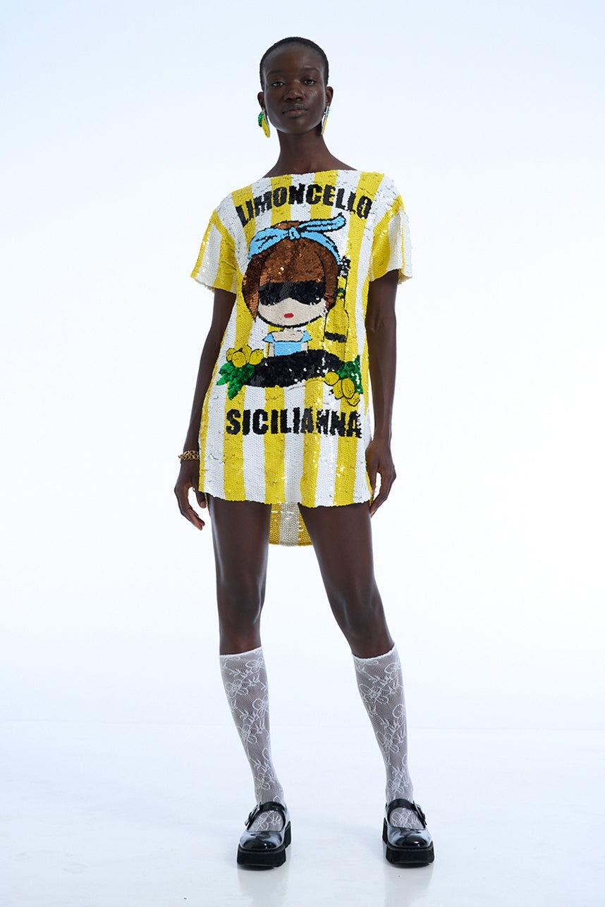 LIMONCELLO SICILIANNA SEQUIN MAXI TEE DRESS