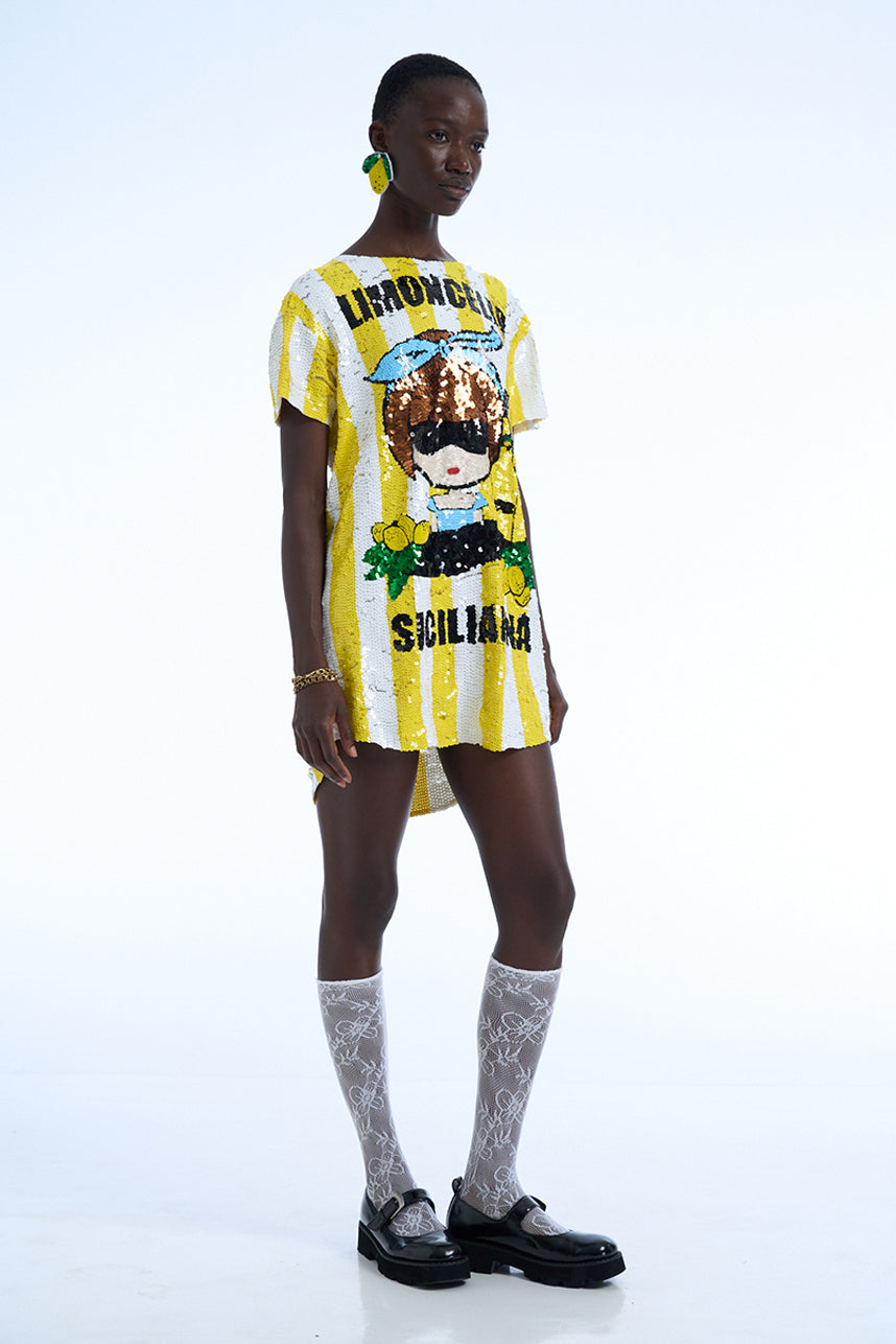 LIMONCELLO SICILIANNA SEQUIN MAXI TEE DRESS