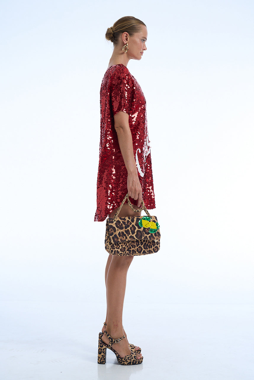 LEOPARD MEDIUM TWILL SHOULDER BAG