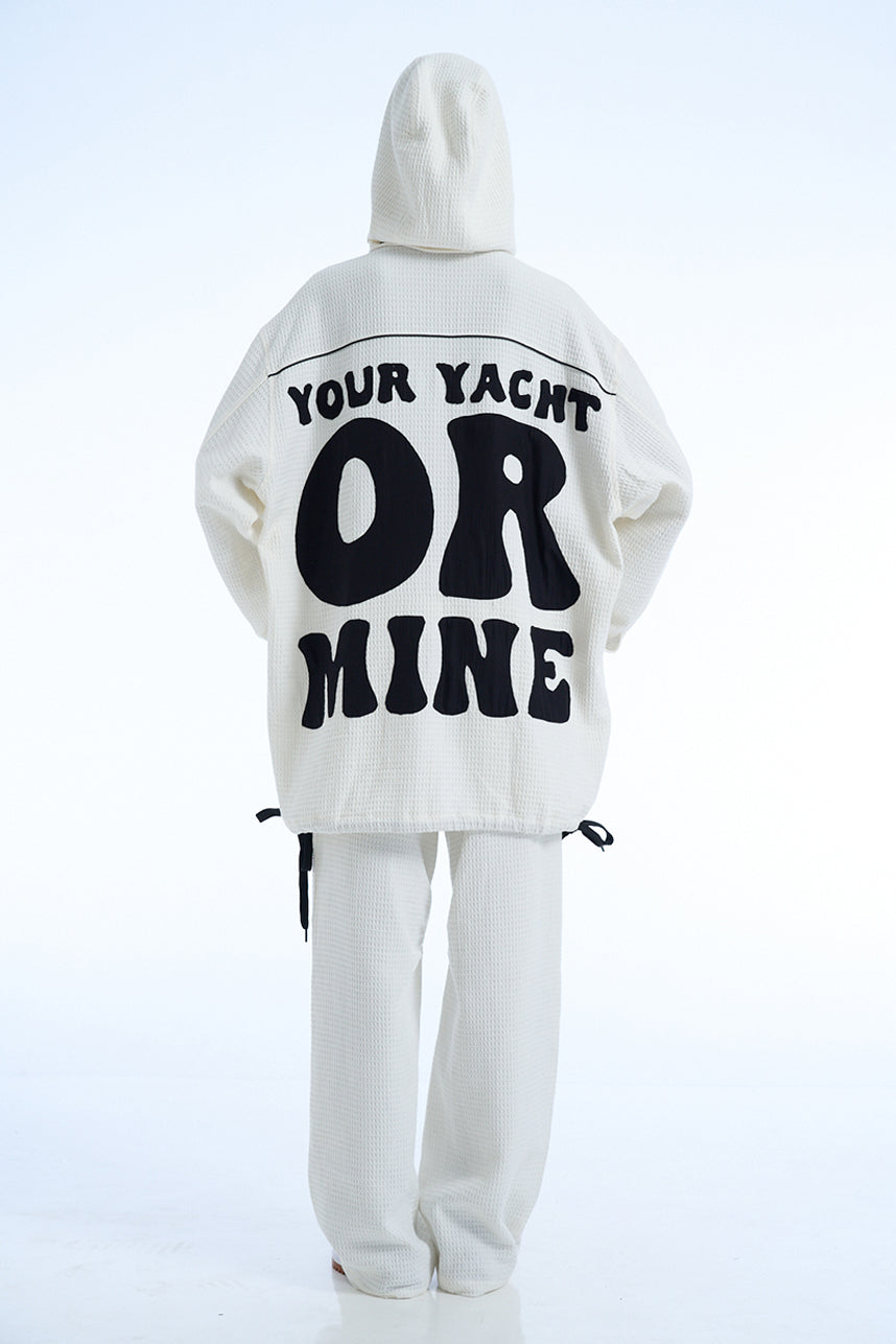 YOUR YACHT OR MINE COTTON WAFFLE HOODIE SET