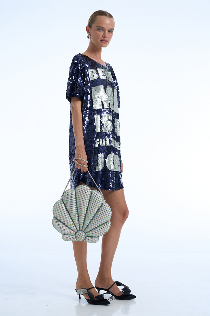 BEING ME IS A FULL TIME JOB SEQUIN MAXI TEE DRESS