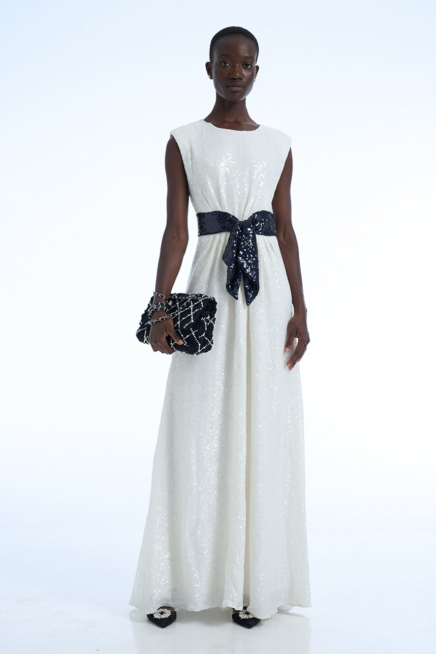 WHITE SEQUIN DRESS
