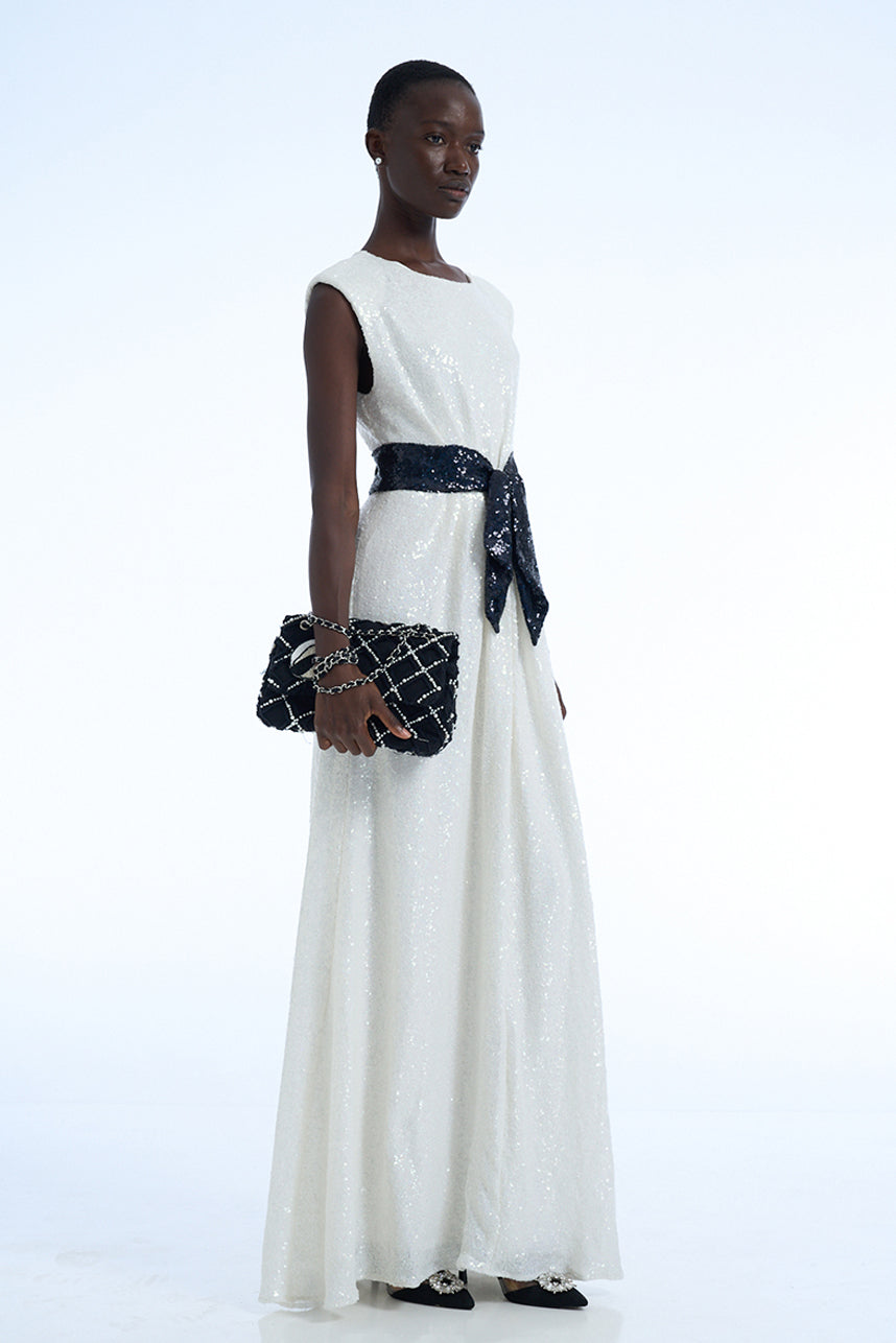 WHITE SEQUIN DRESS