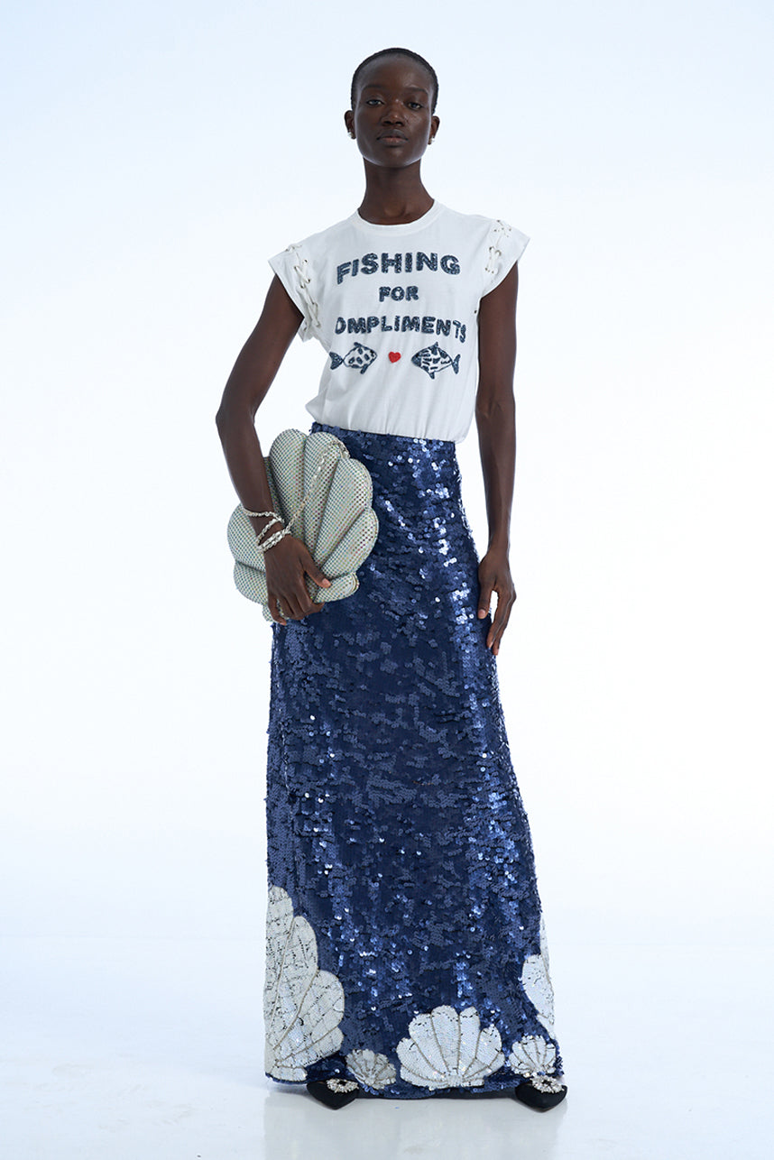 SEASHELLS SEQUIN MAXI SKIRT