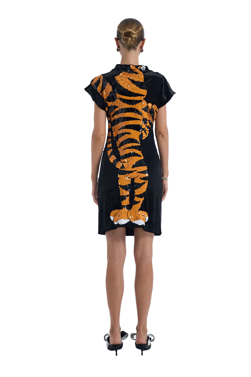 Cereal Killer Tiger Velvet Mini Dress